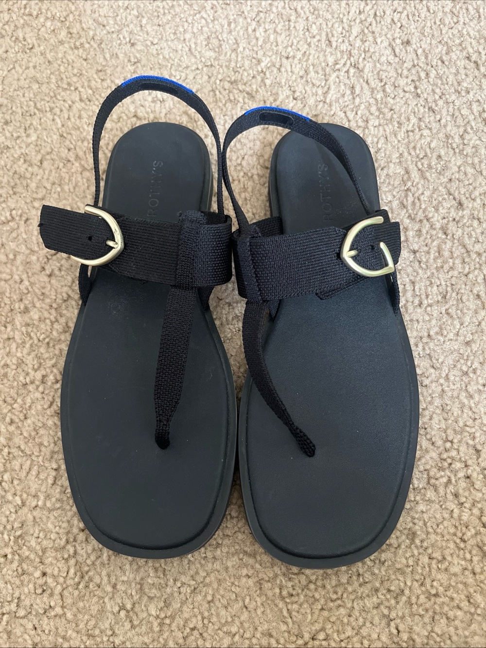 Black Rothy’s Women's Thong Sandals with Buckle Strap